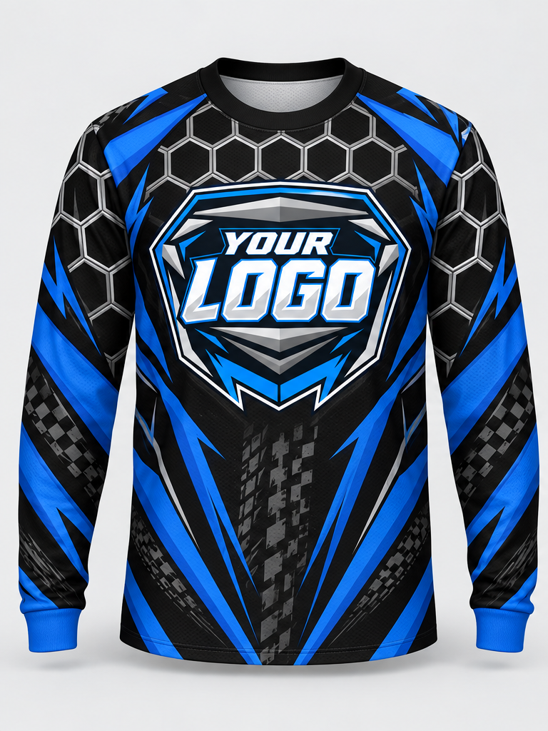 Cobalt Hex Vortex Custom Dirt Bike Jersey - front view