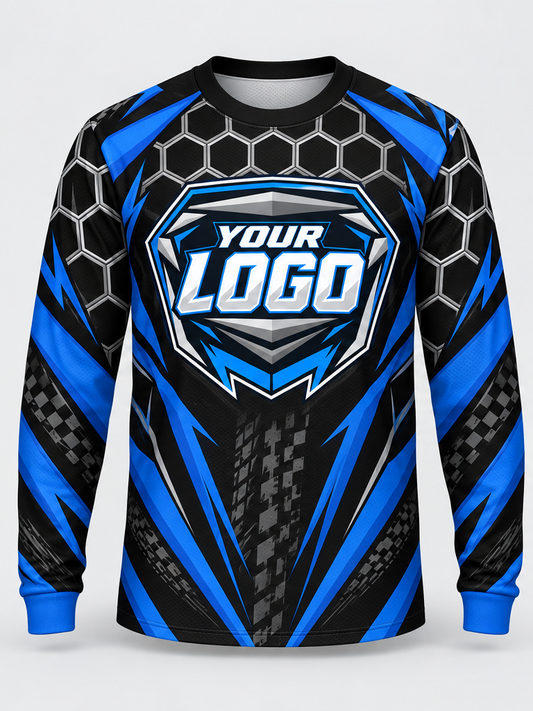 Cobalt Hex Vortex Custom Dirt Bike Jersey - front view