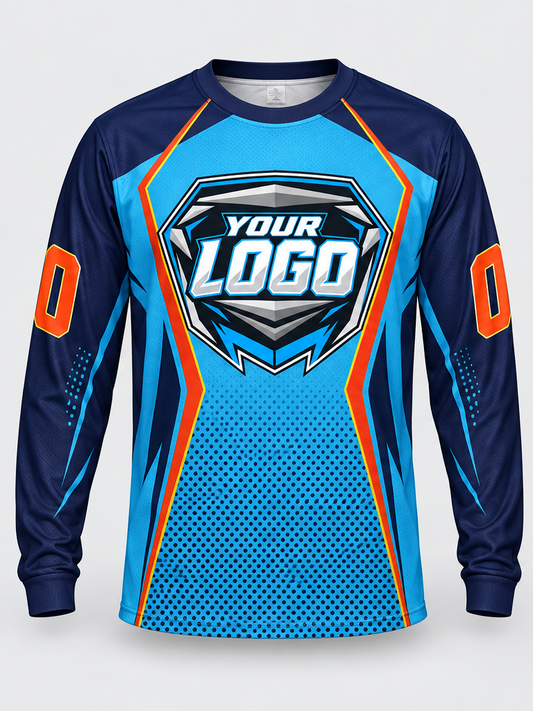 Navy Cyan Circuit Custom Dirt Bike Jersey - front view