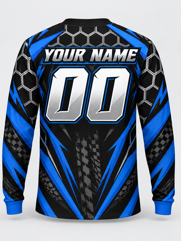 Cobalt Hex Vortex Custom Dirt Bike Jersey - back view