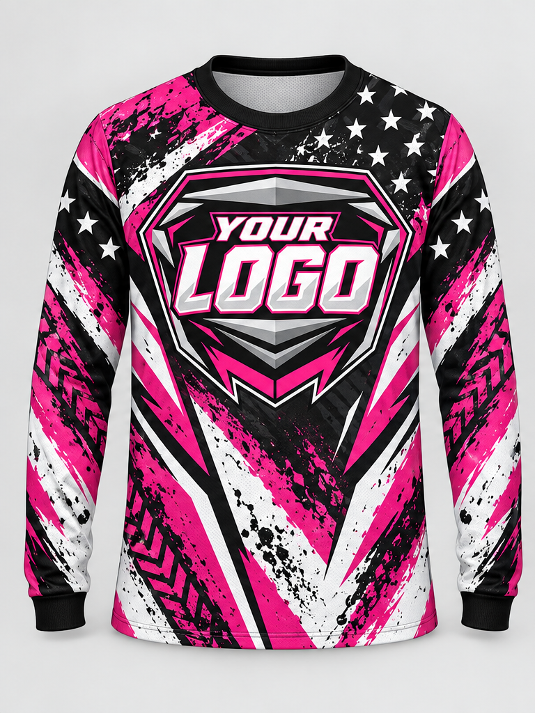 Pink Startrail Custom Dirt Bike Jersey - front view