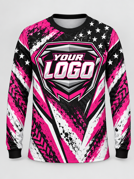 Pink Startrail Custom Dirt Bike Jersey - front view