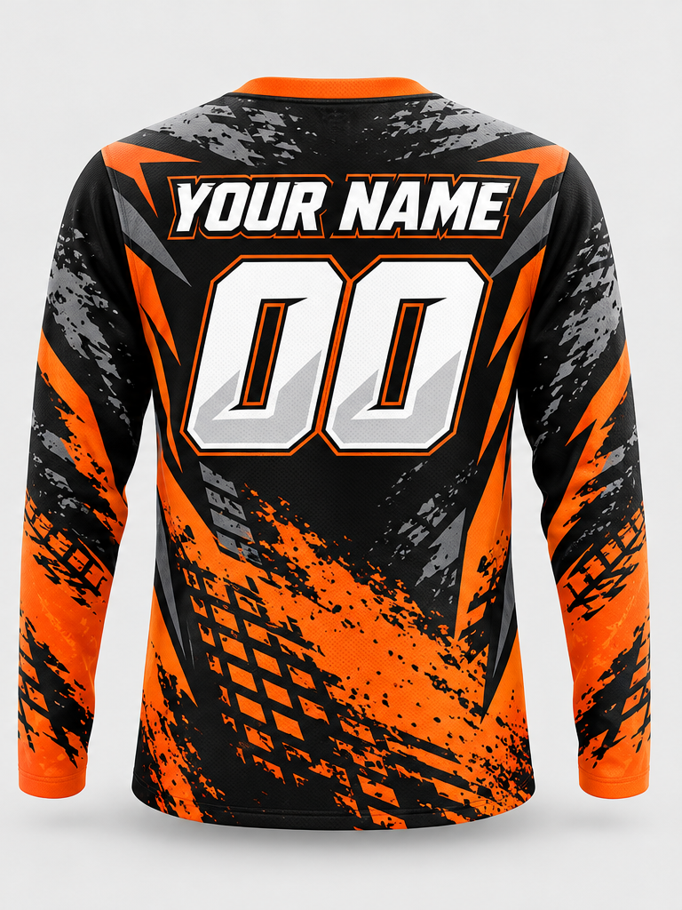 Orange Rider Splash Custom Dirt Bike Jersey - back view