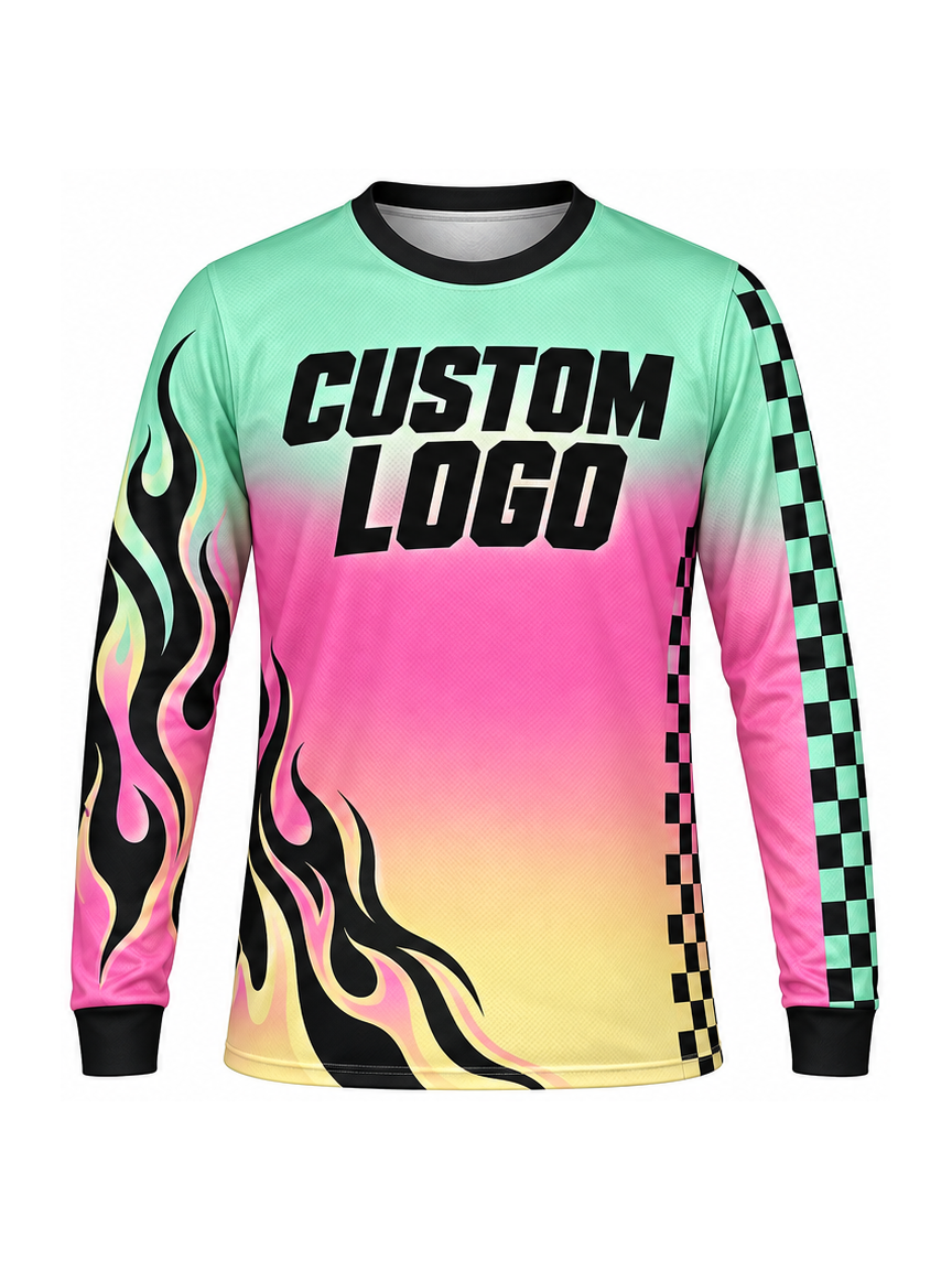 Candy Circuit Flame custom Motocross team shirt - front logo preview