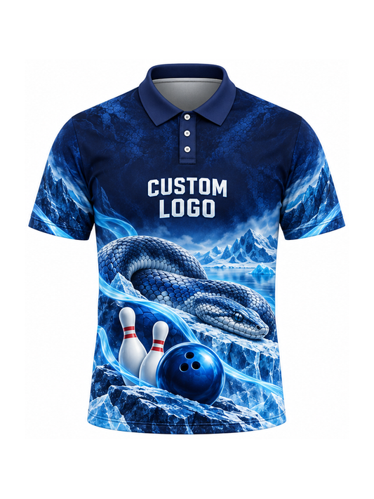 Sapphire Serpent Frostbank custom Bowling team shirt - front logo preview