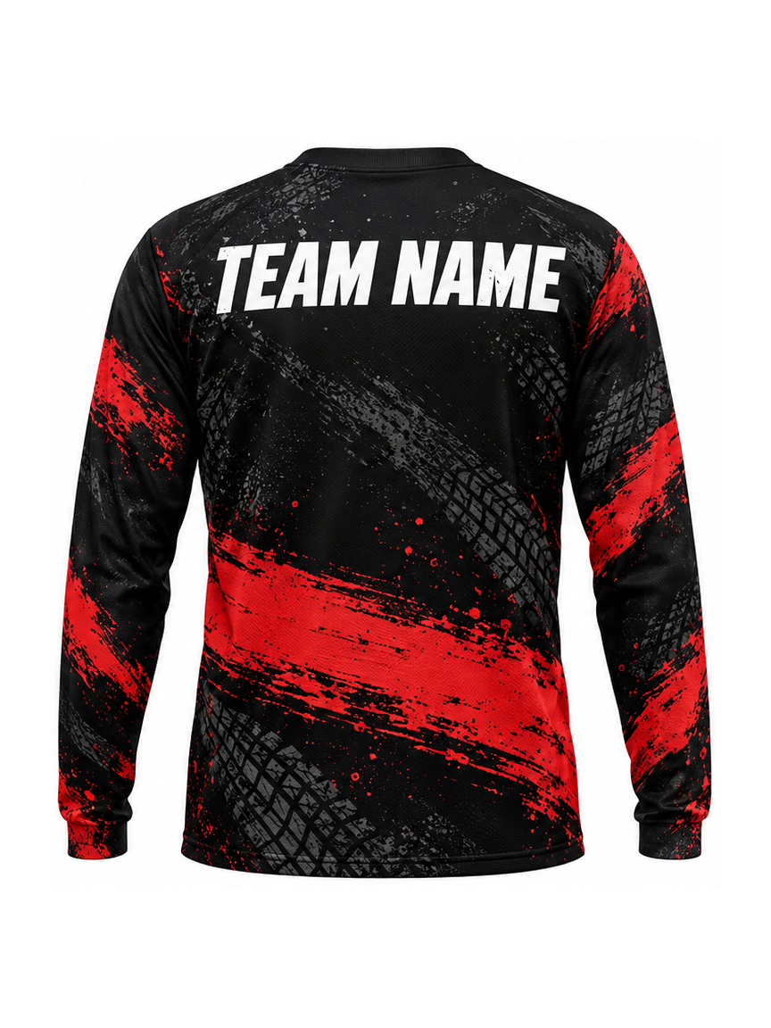 Crimson Drytrack custom Motocross team shirt - back team name preview