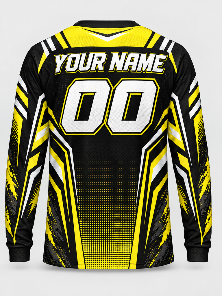 Yellow Blackbolt Custom Dirt Bike Jersey - back view
