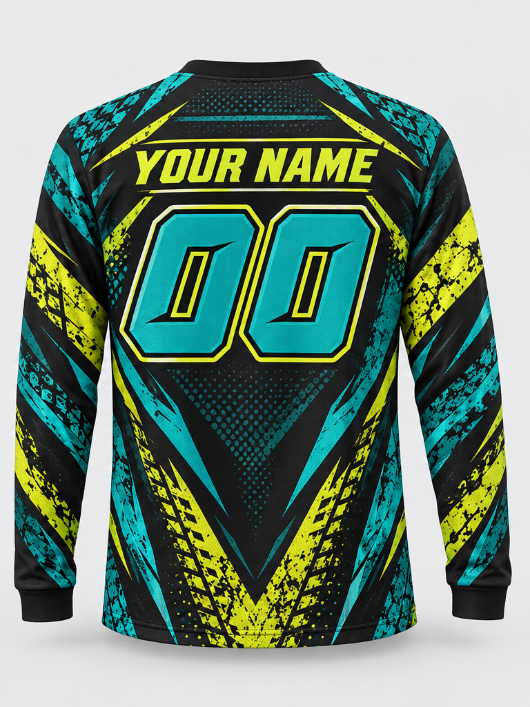 Teal Voltage Custom Dirt Bike Jersey - back view