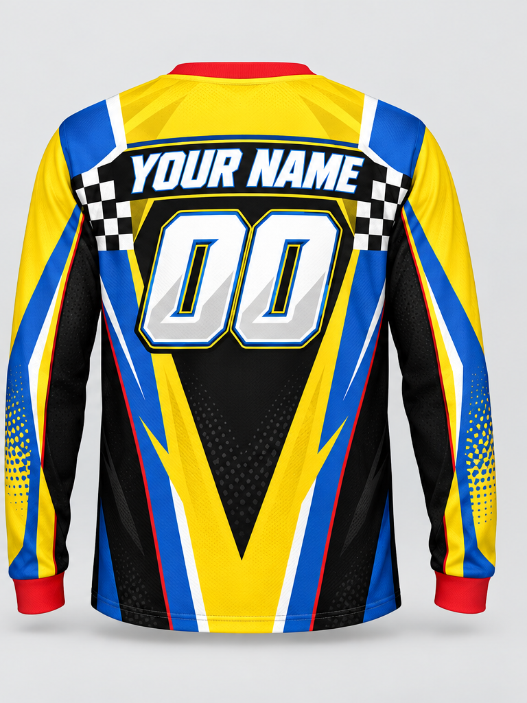 Golden Bluebolt Custom Dirt Bike Jersey - back view