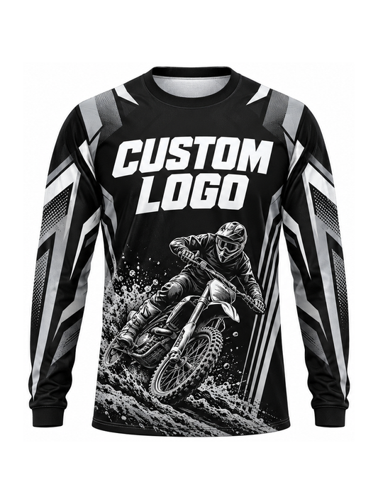 Monochrome Dirtline custom Motocross team shirt - front logo preview