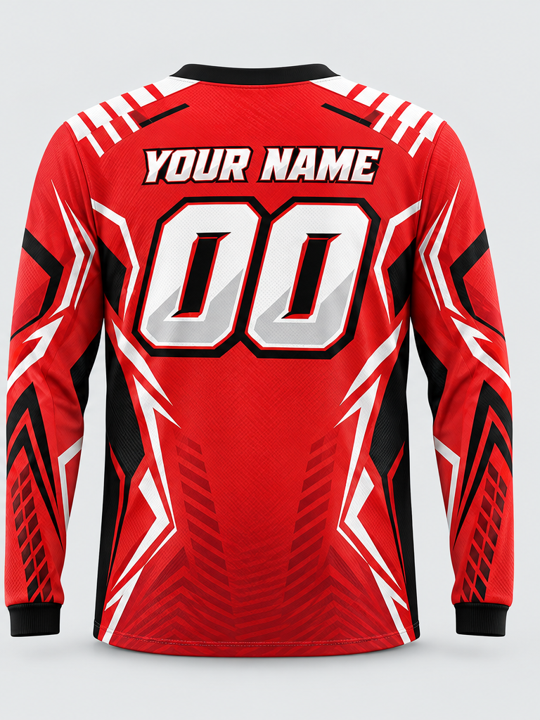 Scarlet Angular Frame Custom Dirt Bike Jersey - back view