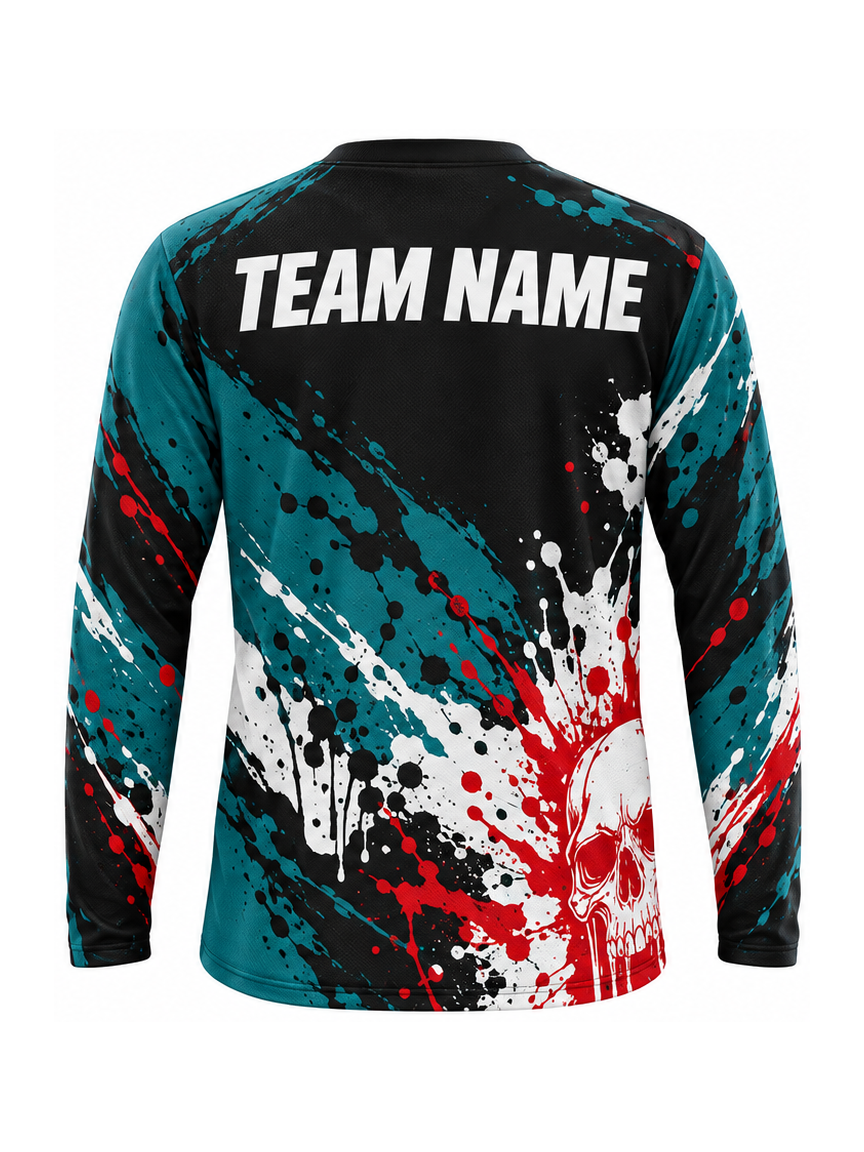Teal Stunt Phantom custom Motocross team shirt - back team name preview