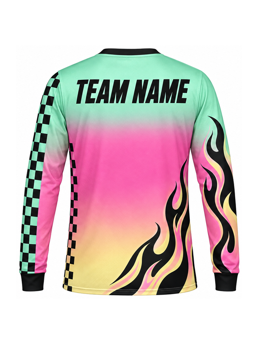Candy Circuit Flame custom Motocross team shirt - back team name preview