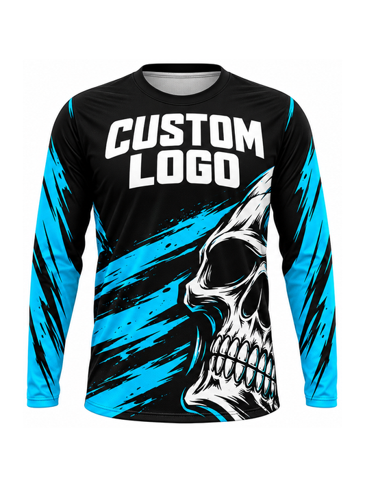 Cyan Phantom Trail custom Motocross team shirt - front logo preview