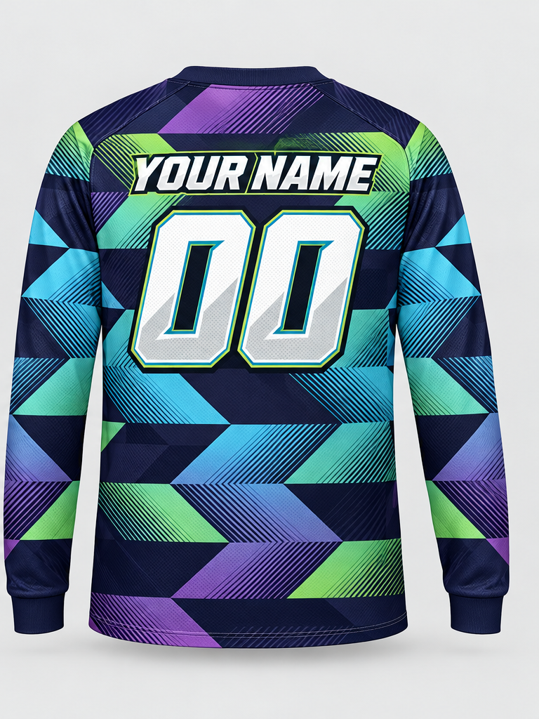 Aurora Triangle Mosaic Custom Dirt Bike Jersey - back view