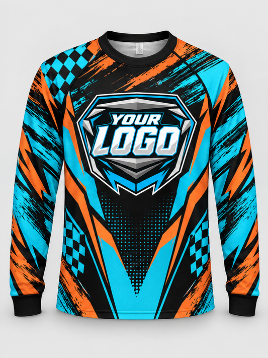 Orange Checkrush Custom Dirt Bike Jersey - front view