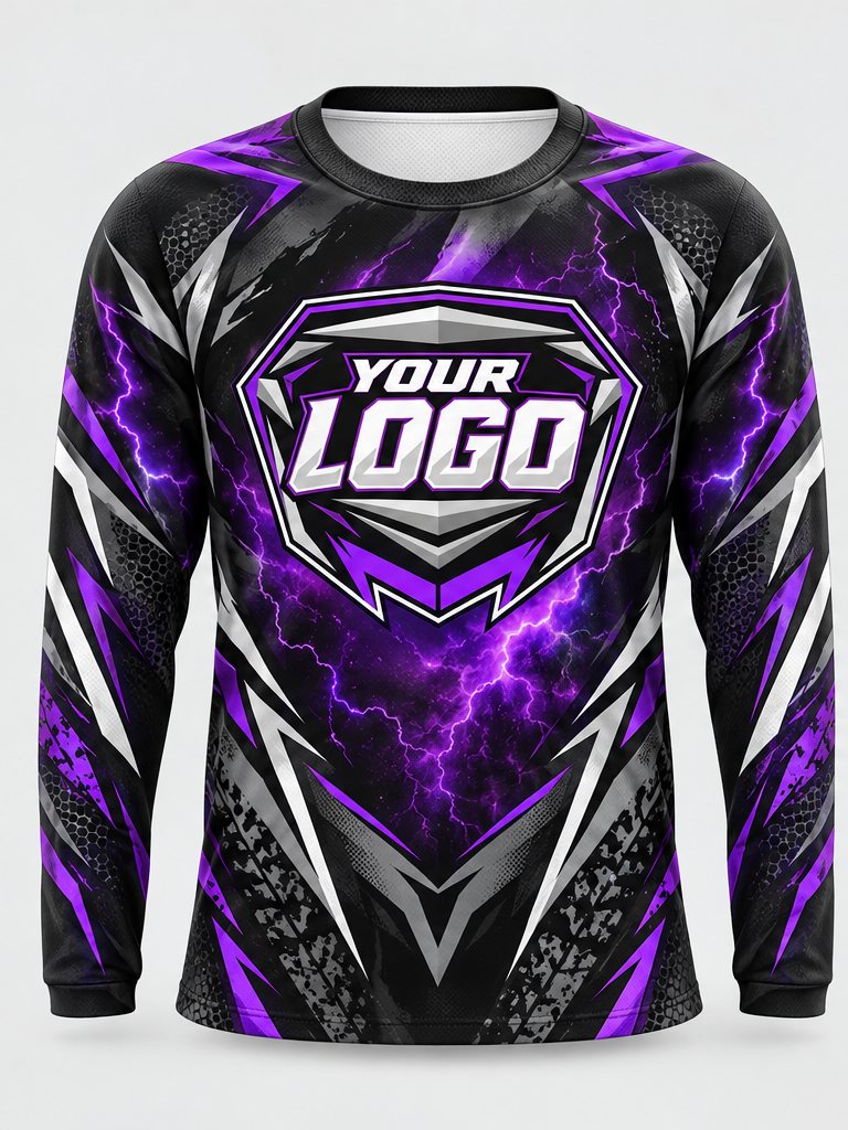 Violet Lightning Storm Custom Dirt Bike Jersey - front view