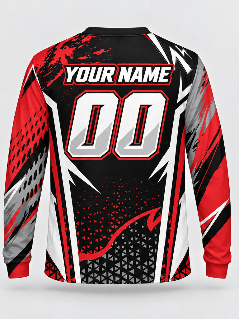 Crimson Shard Splash Custom Dirt Bike Jersey - back view