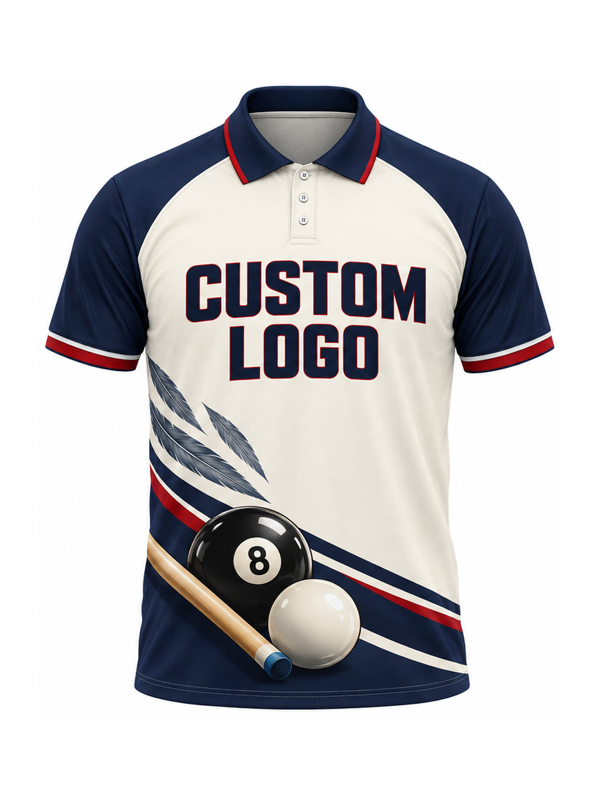 Ivory Flight Rail custom Billiards team shirt - front logo preview