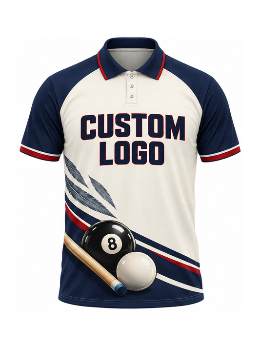 Ivory Flight Rail custom Billiards team shirt - front logo preview