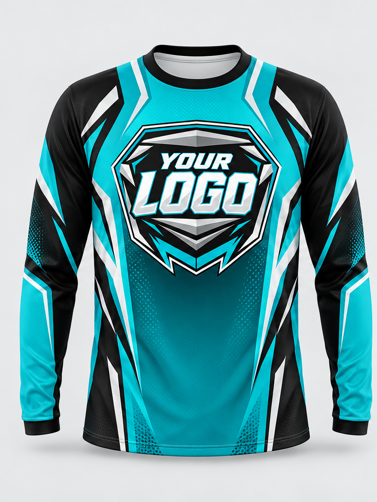 Teal Edge Flow Custom Dirt Bike Jersey - front view