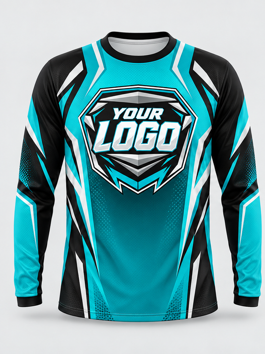 Teal Edge Flow Custom Dirt Bike Jersey - front view