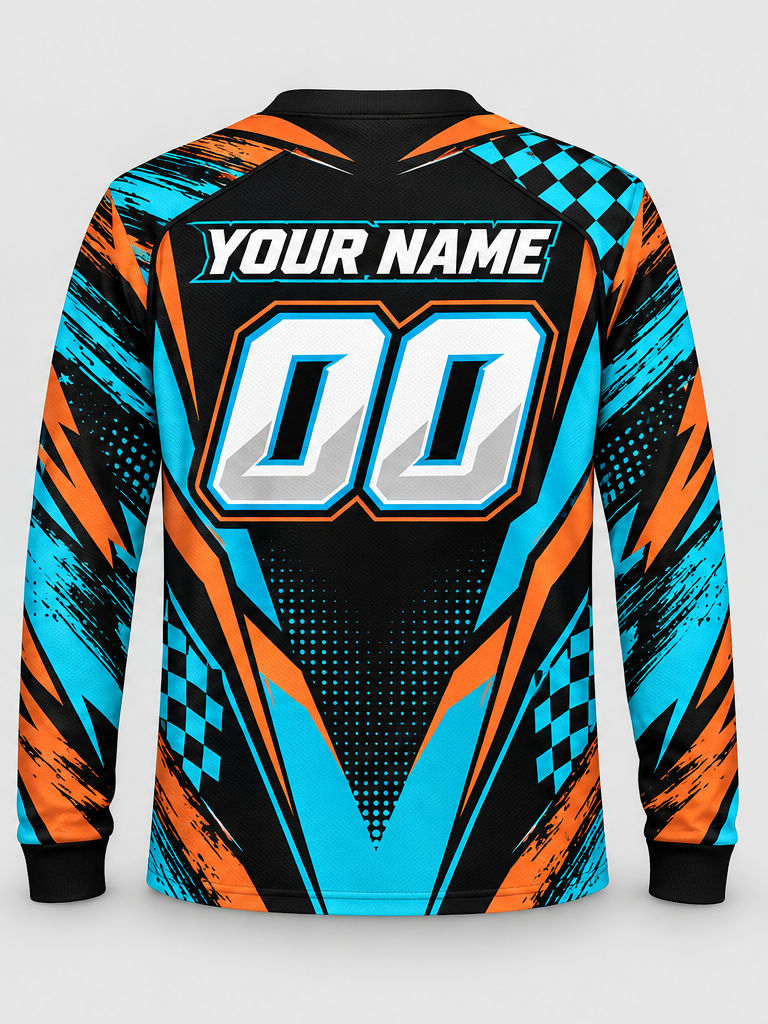 Orange Checkrush Custom Dirt Bike Jersey - back view