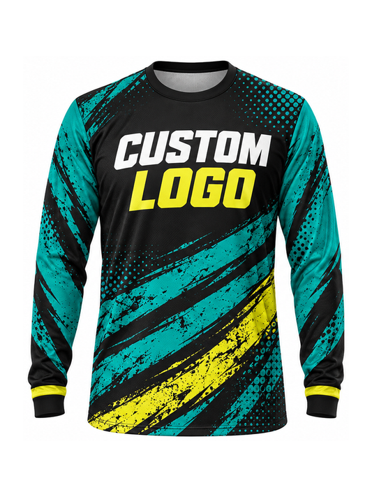 Teal Rally Swerve custom Motocross team shirt - front logo preview