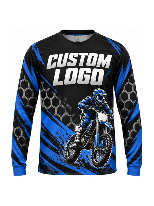 Cobalt Hex Drive custom Motocross team shirt - front logo preview
