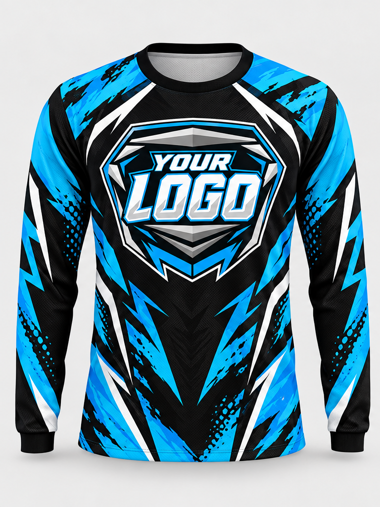 Cyan Shard Burst Custom Dirt Bike Jersey - front view
