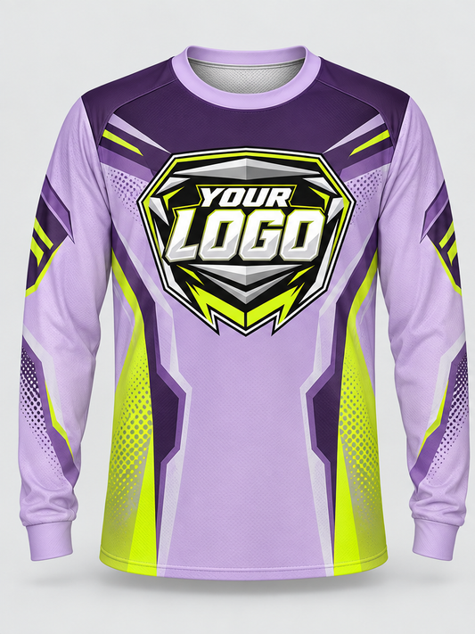 Lilac Lime Contour Custom Dirt Bike Jersey - front view