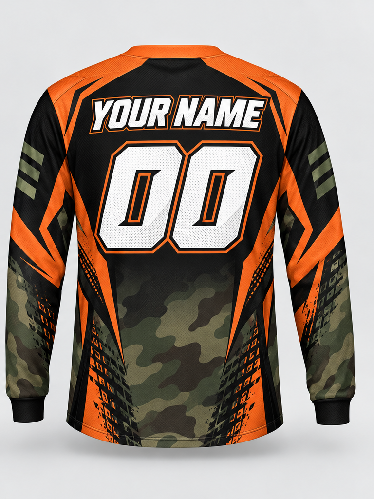 Orange Woodland Custom Dirt Bike Jersey - back view