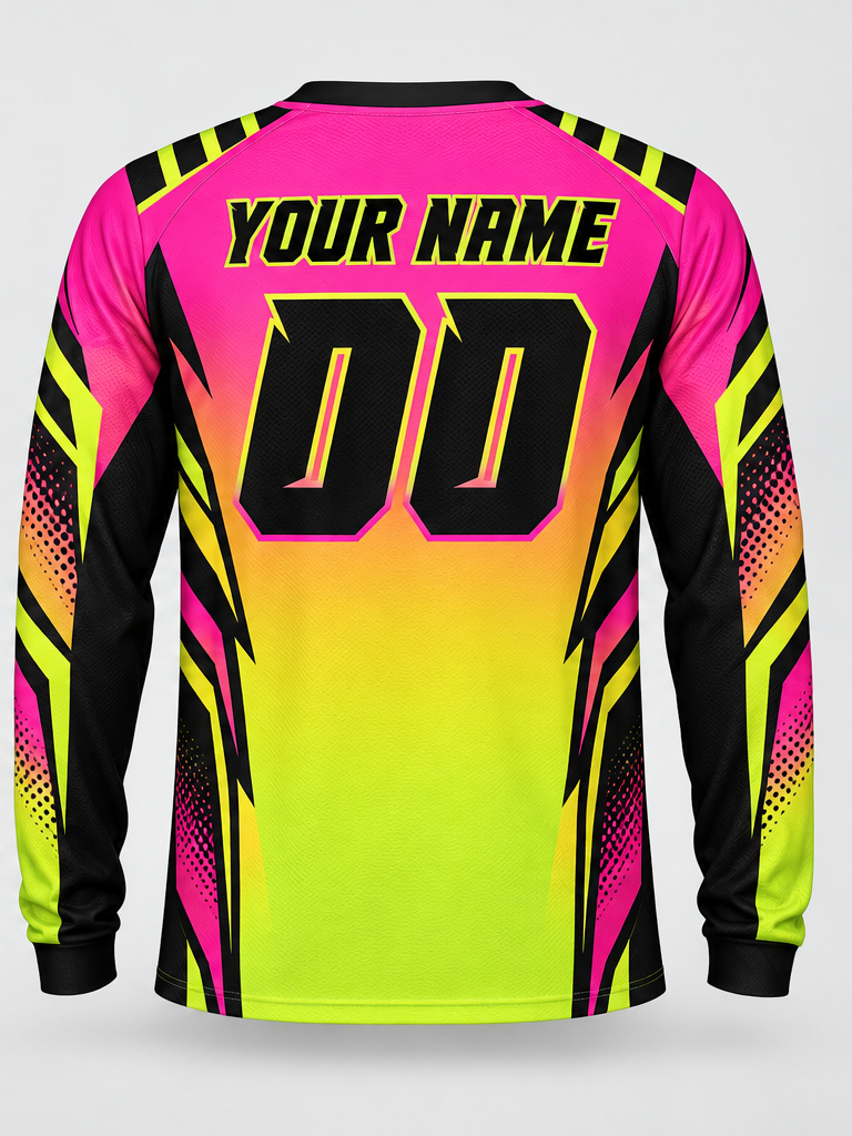 Lime Sunset Custom Dirt Bike Jersey - back view