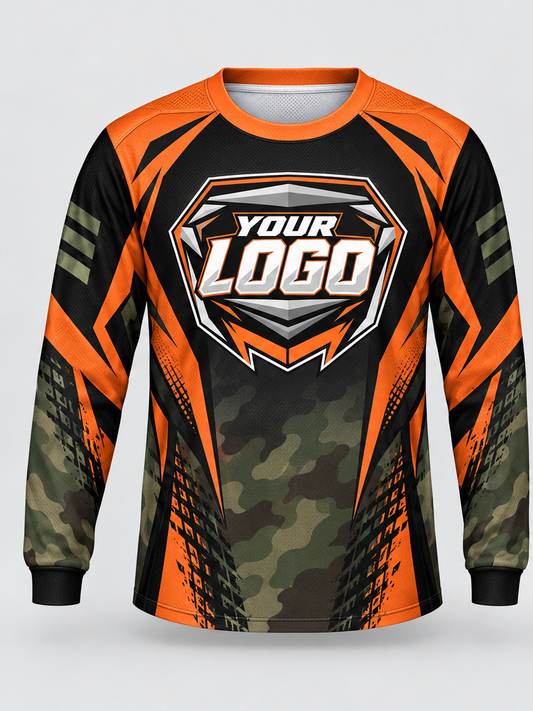 Orange Woodland Custom Dirt Bike Jersey - front view