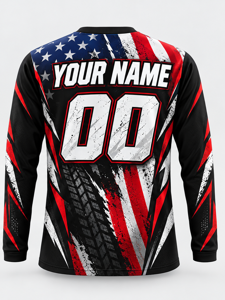 Stars and Tread Custom Dirt Bike Jersey - back view
