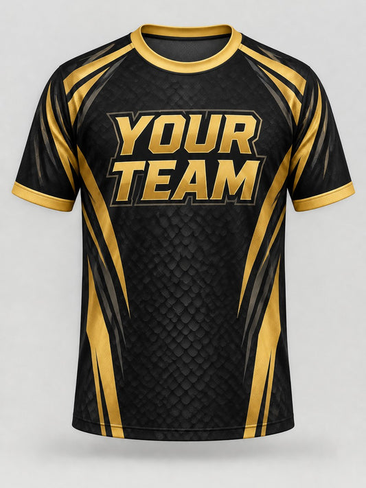 Black and Gold custom cornhole jersey - front view