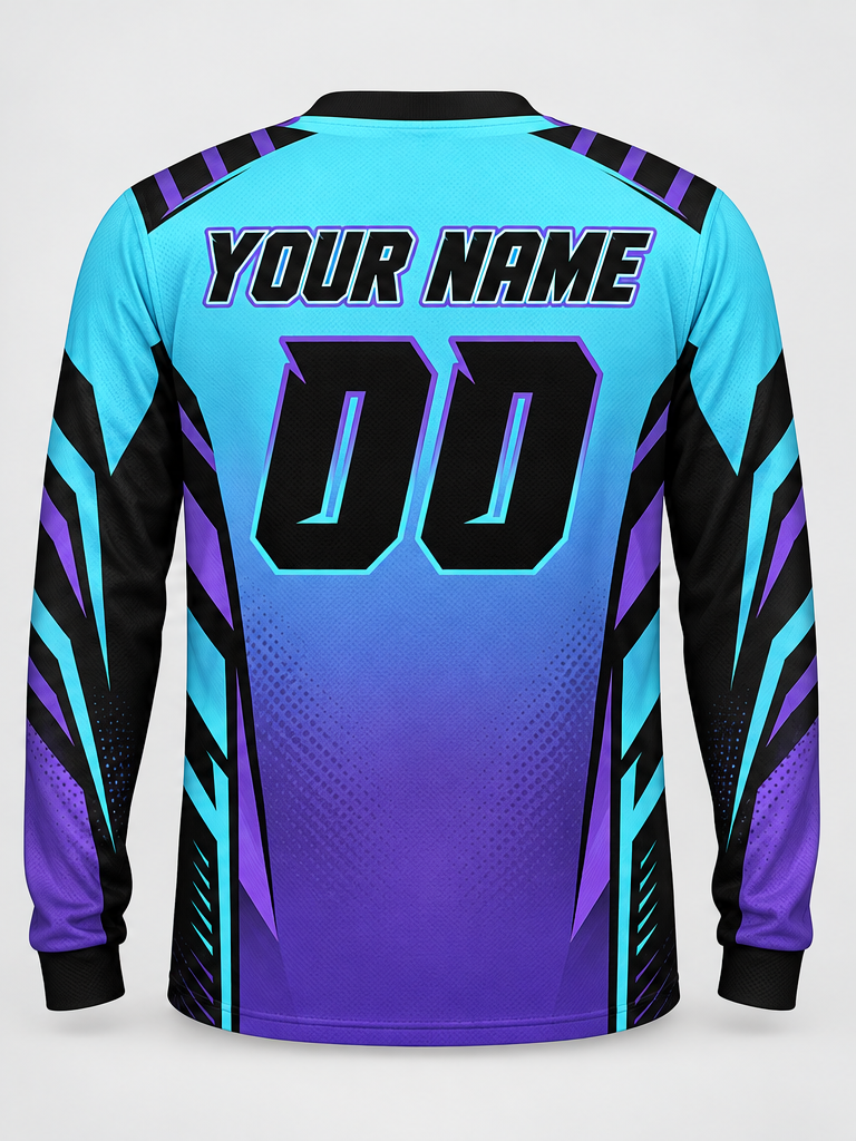 Violet Gradient Custom Dirt Bike Jersey - back view
