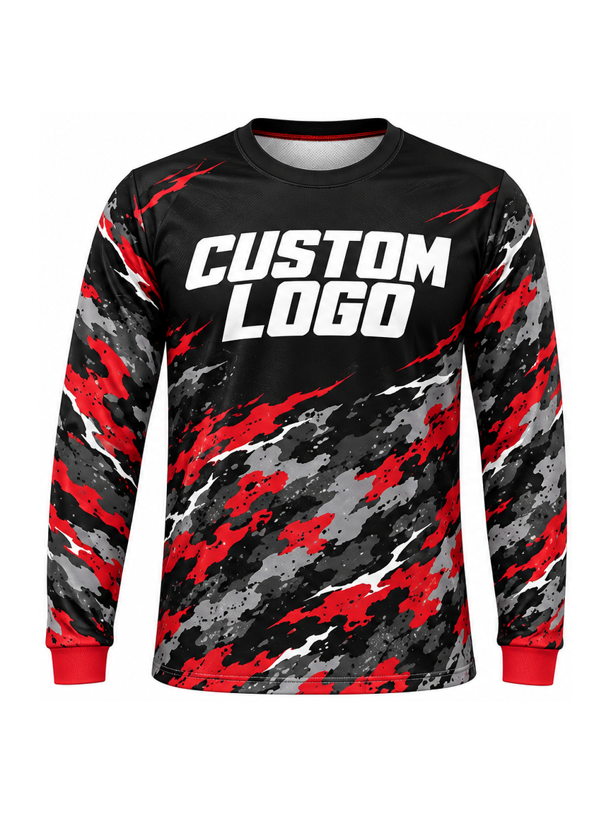 Redwood Camo Drift custom Motocross team shirt - front logo preview