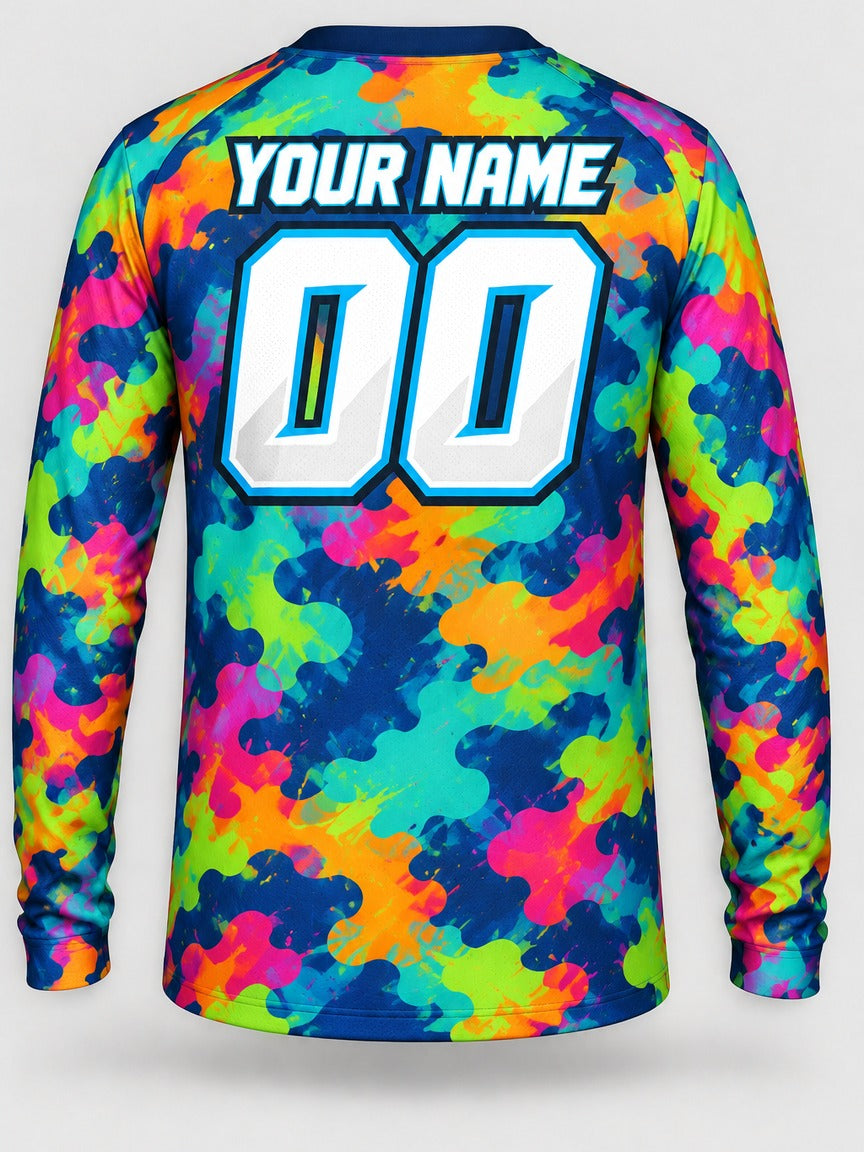 Color Splash Camo custom motocross jersey - back view