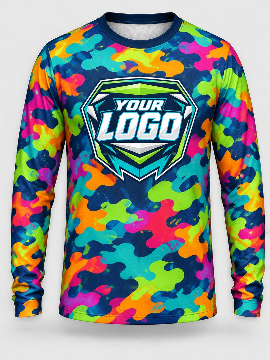 Color Splash Camo custom motocross jersey - front view