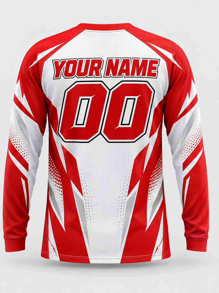 Scarlet White Flash Custom Dirt Bike Jersey - back view