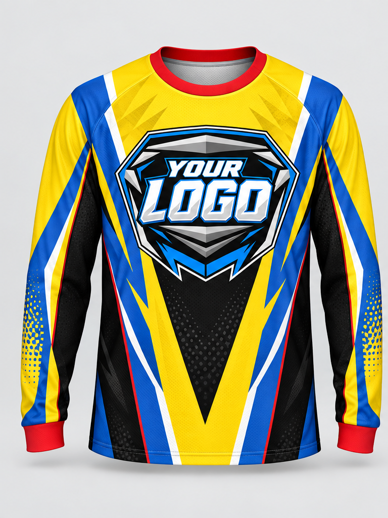 Golden Bluebolt Custom Dirt Bike Jersey - front view