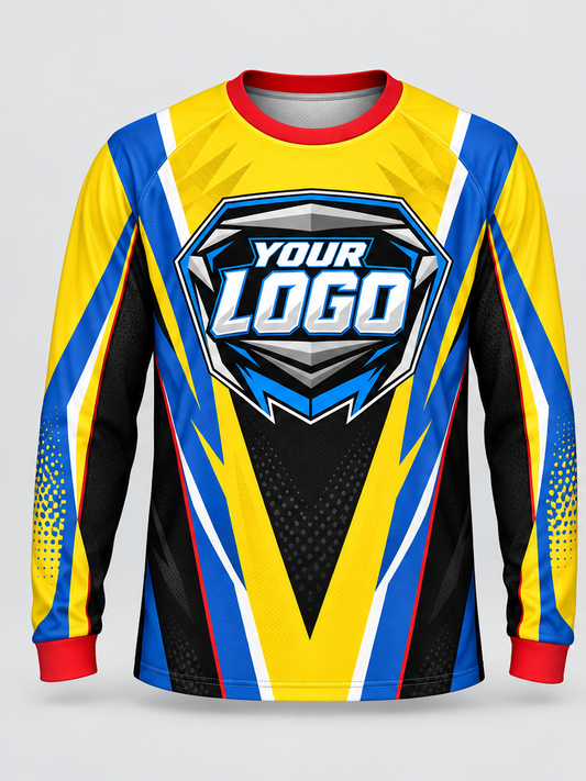 Golden Bluebolt Custom Dirt Bike Jersey - front view