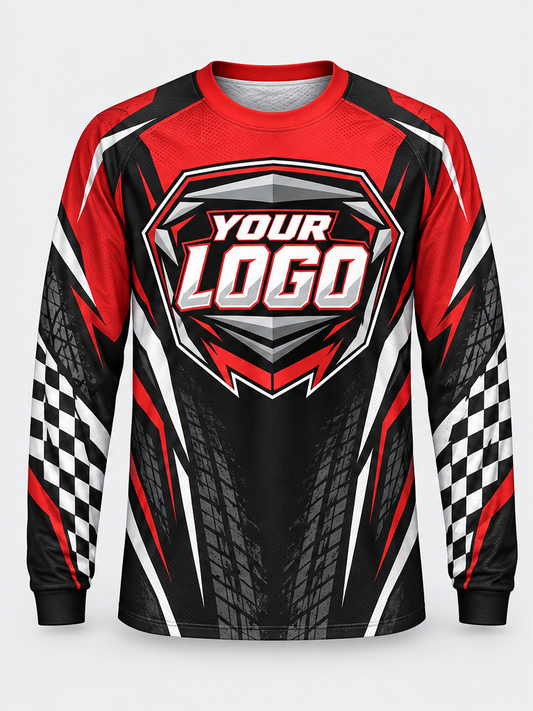 Red Checkpoint Custom Dirt Bike Jersey - front view