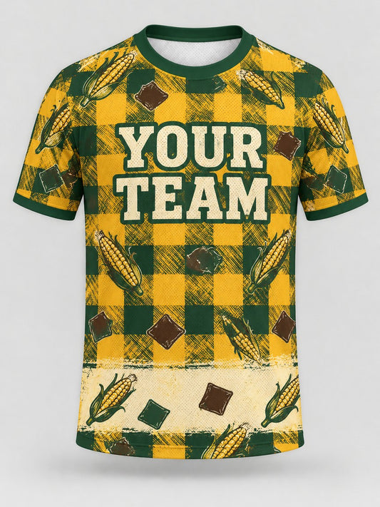 Harvest Plaid custom cornhole jersey - front view