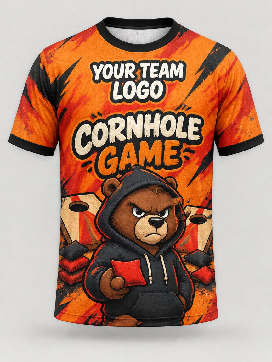 Hoodie Bear custom cornhole jersey - front view