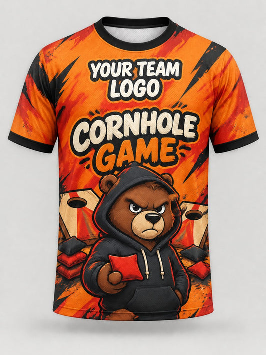 Hoodie Bear custom cornhole jersey - front view