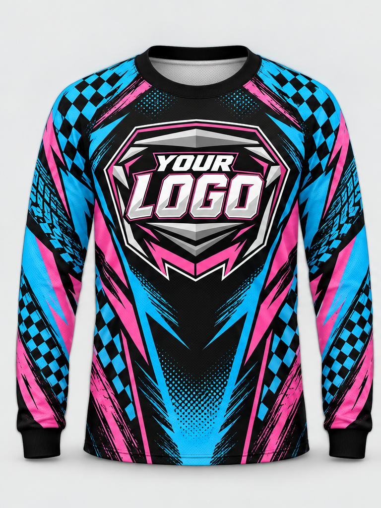 Neon Checkrush custom motocross jersey - front view