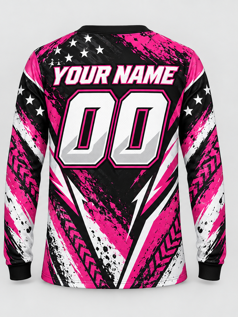 Pink Startrail Custom Dirt Bike Jersey - back view