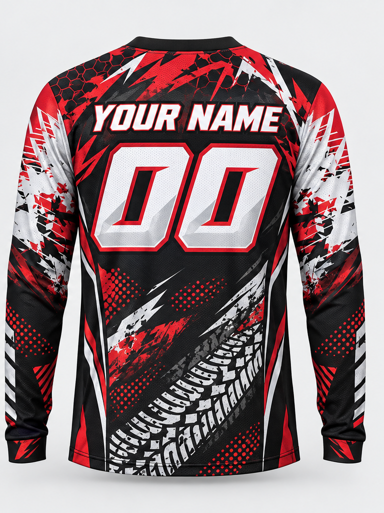 Crimson Treadstrike custom motocross jersey - back view